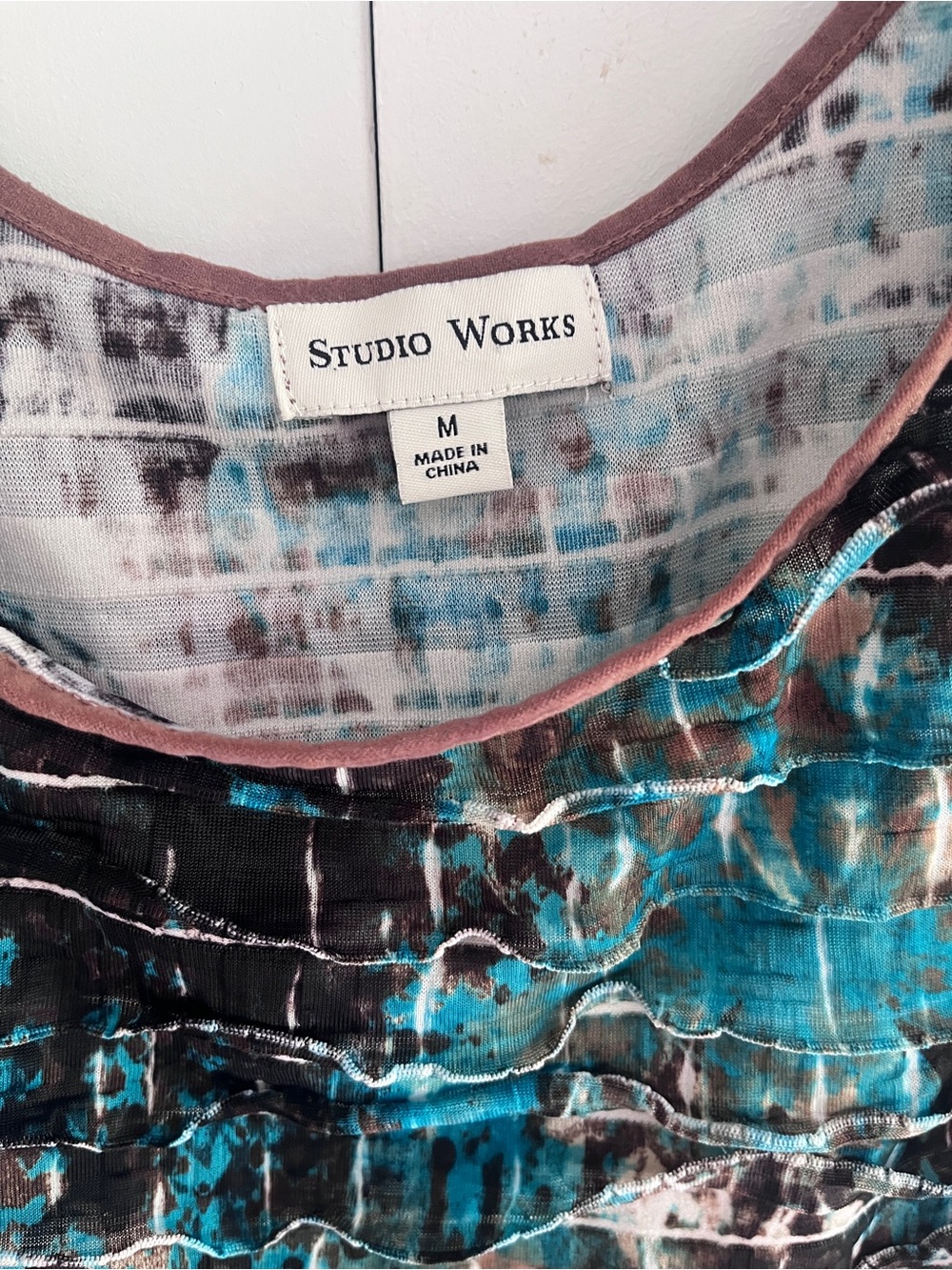 Studio Works Teal & Brown Layered Ruffle Tank - Picture 3 of 3